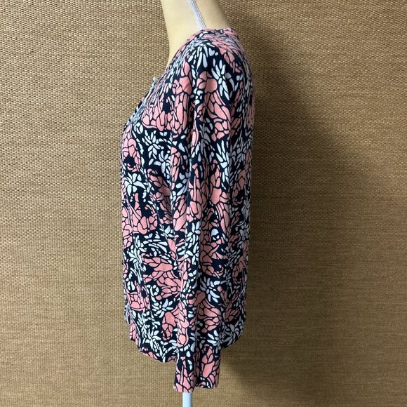 Crown & Ivy Cardigan Sweater Womens XL Orange Black White Elephants Palm Trees - Picture 3 of 11